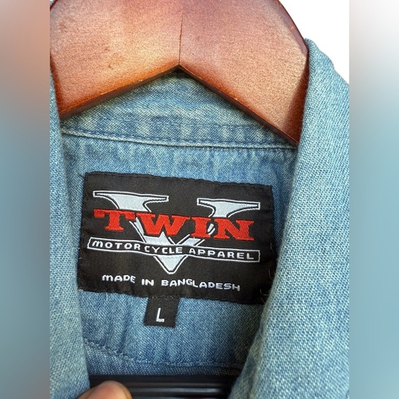 Vintage Y2K Sturgis Biker Denim Button Sleeveless Men’s Shirt Motorcycle Grunge - Picture 6 of 7